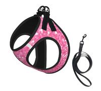 Imprimé pailleté Rose Scintillant,Harnais pour Animaux de Compagnie, Harnais réfléchissant réglable pour Chien,S