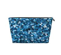 Imprimé Paillettes Bleu Vintage, Trousse de Toilette Trousse de Maquillage Sac à cosmétiques Trousse de Toilette de Voyage Portable