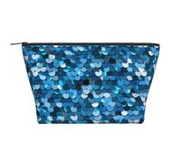 Imprimé Paillettes Bleu Vintage, Trousse de Toilette Trousse de Maquillage Sac à cosmétiques Trousse de Toilette de Voyage Portable