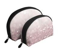 Imprimé Paillettes Roses, Trousse de Maquillage Coquille Femme Petit Porte-Monnaie Trousse de Toilette Trousse à cosmétiques 2 pièces