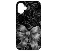 Imprimé Paisley Doodles Élégant Art Coquette MagiGoth Nœud Gris Coque pour iPhone 16 Plus