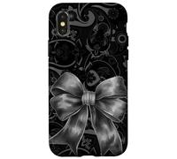 Imprimé Paisley Doodles Élégant Art Coquette MagiGoth Nœud Gris Coque pour iPhone X/XS