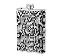 Imprimé peau de serpent noir et blanc,Flasque de poche plate de 8 oz en acier inoxydable 304, idéale pour les activités de plein air.