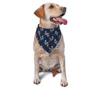 Imprimé Phénix Bleu Et Or Écharpe pour Chien Lavable Bandana Chien Réglable Foulard Triangulaire Chiens pour Petit Moyen Grand Fournitures De Fête Chat
