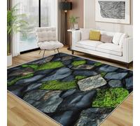 Imprimé Pierre Tapis 60x90 cm Mousse Verte Moquette Antiderapant à Poils Courts Tapis 3D Lavable en Machine Convient aux EntréEs Couloirs et Portes d'Entrée a-2481
