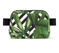 Imprimé Plantes Tropicales Exotiques d'été Motif Tropical,Sac Banane carré de Voyage, Sac de Poitrine décontracté, Sac Banane pour Hommes et Femmes