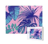 Imprimé Rose Tropical,Puzzle Familial en Bois de 500 pièces pour Adultes et Adolescents, décoration d'intérieur