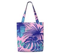 Imprimé rose tropical,Sacs d'épicerie réutilisables, sacs fourre-tout de grande capacité, sac à bandoulière en toile