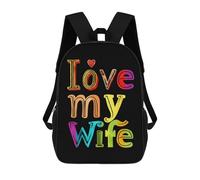 Imprimé Sac À Dos d'affaires J'aime Ma Femme Sacs D'École Loisir Multicolore Sac À Dos De Voyage pour Randonnée, Scolaires, Trekking, 42X32X14Cm