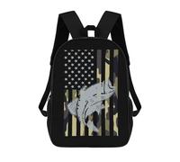 Imprimé Sac À Dos d'affaires Pêche Au Bar Patriotique Sacs D'École Loisir Multicolore Cartable Scolaire pour Scolaires, Trekking, Bureau, 42X32X14Cm