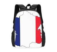 Imprimé Sacs À Dos Carte du Drapeau Français Imprimée Cartable Scolaire Multicolore Sac À Dos De Voyage pour Loisir, Trekking, Voyage, 42X32X14Cm