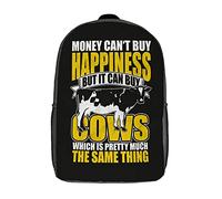 Imprimé Sacs De Voyage Les Vaches Achètent Le Bonheur Cartable Scolaire Grande Capacité Daypack pour Voyage, Scolaires, Gym, 42X32X14Cm