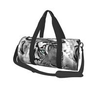 Imprimé Tigre Blanc Noir, Sac de Voyage de Grande capacité, Sac à Main Rond, Sac de Voyage de Sport, fourre-Tout, Sac de Fitness