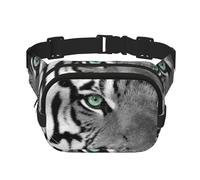 Imprimé Tigre Noir et Blanc,Sac Banane carré Double Couche, Sac de Poitrine