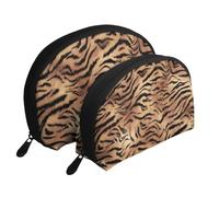 Imprimé Tigre, Trousse de Maquillage Coquille Femme Petit Porte-Monnaie Trousse de Toilette Trousse à cosmétiques 2 pièces