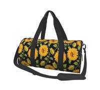 Imprimé Tournesol Noir, Sac de Voyage de Grande capacité, Sac à Main Rond, Sac de Voyage de Sport, fourre-Tout, Sac de Fitness