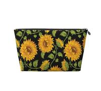 Imprimé Tournesol Noir, Trousse de Toilette Trousse de Maquillage Sac à cosmétiques Trousse de Toilette de Voyage Portable