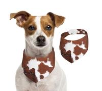 Imprimé Vache Marron Animal,Bandanas pour Chien, écharpe en Coton, Bavoirs réglables pour Animaux de Compagnie,S