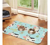 Imprimé Vache Mignon,Tapis d'alimentation pour Animaux de Compagnie, Sets de Table en Cuir PU pour Chats et Chiens,40x60cm