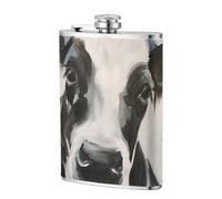 Imprimé vache noir et blanc,Flasque de poche plate de 8 oz en acier inoxydable 304, idéale pour les activités de plein air.