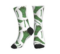 Imprimé Vert Asperge Chaussettes Rigolotes Cushioned Chaussettes Hommes Antibactérien Chaussette Homme Pour Affaires Travail Bureau 40Cm