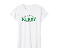 Imprimé Vert et Noir du comté de Kerry Irlande T-Shirt Graphique avec Valeur, Femme, Blanc, S