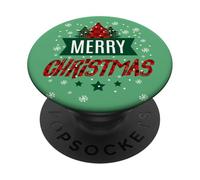 Imprimé Vichy de Buffle Merry Christmas Trees - Jolies fêtes PopSockets PopGrip Adhésif
