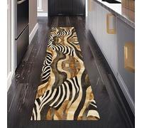 Imprimé Zèbre Tapis de Couloir Antidérapant 80 x 200 cm, Imprimé Animal Abstrait Tapis de Passage Lavable Cuisine Devant Evier Salon Chambre à Coucher Descente de lit Interieur