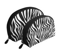 Imprimé zèbre, Trousse de Maquillage Coquille Femme Petit Porte-Monnaie Trousse de Toilette Trousse à cosmétiques 2 pièces