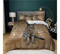 Imprimée 3D Chat Housse de Couette 200x200 Animaux Mignons et Animaux de Compagnie Parures de Lit 2 Personnes avec Fermeture Éclairet et 2 Taies d'oreiller 65x65 cm pour Adultes d2302