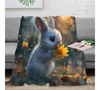 Imprimée 3D Le Lapin Warm Blanket Couverture De Lit en Microfibre Moelleuse, Douce Et Chaude Couverture De Canapé pour Canapé Et Lit 50x60inch(127x152cm)