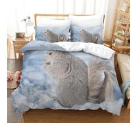 Imprimée 3D Parures de Lit 1 Personne écureuil Housse de Couette 160x200 Microfibre Douce Faune Sauvage avec Fermeture Éclairet et 2 Taies d'oreiller 65x65 cm c1827