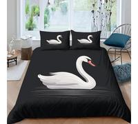 Imprimée 3D Parures de Lit 1 Personne Oie Blanche Peinte Housse de Couette 140x200 Microfibre Douce Animaux avec Fermeture Éclairet et 2 Taies d'oreiller 65x65 cm c1736