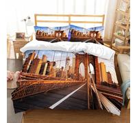 Imprimée 3D Pont Housse de Couette 160x200 Architecture Urbaine Parures de Lit 1 Personne avec Fermeture Éclairet et 2 Taies d'oreiller 65x65 cm pour Adolescents d2013