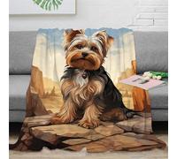 Imprimée 3D Yorkshire Terrier Couverture En Peluche Peluche Couvre Microfibre Moelleuse, Douce Et Chaude Couverture De Canapé Confortable Housse De Canapé, Camping, Voyage 50x60inch(127x152cm)