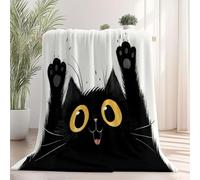 Imprimée Animal Mignon de Dessin animé Chat Couverture en Peluche, Blanc Couverture De Lit en Microfibre Douce Et Chaude, Automne/Hiver Couvertures pour Les Voyages, Le Bureau et Le canapé 130×150 cm