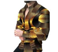 Imprimée Shirt Homme Impression Numérique Tendance Casual Manches Longues T-Shirt Lumière Mode Beau Gosse Chemise À Patte De Boutonnage Urbain Unique Personnalité Tops AB-02 L