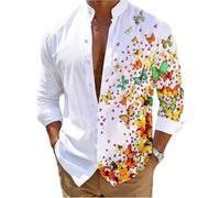 Imprimée Shirt Homme Impression Numérique Tendance Casual Tops Lumière Mode Beau Gosse Manches Longues T-Shirt Urbain Unique Personnalité Chemise À Patte De Boutonnage HM-03 4XL