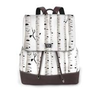 Imprimer Bouleau,Sac à dos imperméable pour femme, sac à dos de voyage léger en cuir PU tendance