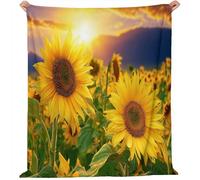 Imprimér Couverture Polaire Jaune, Plante Champ De Tournesols Photographie Moelleuse Confortable Couverture en Flanelle pour Adolescent Adultes - 200 x 220 cm pour Lit Canapé