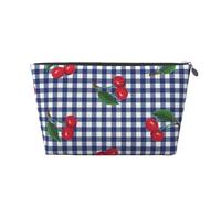 Imprimer des Cerises à Carreaux Bleus, Trousse de Toilette Trousse de Maquillage Sac à cosmétiques Trousse de Toilette de Voyage Portable