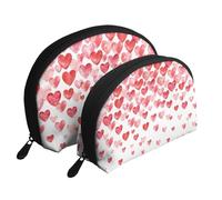 Imprimer des Coeurs Rouges tombants, Trousse de Maquillage Coquille Femme Petit Porte-Monnaie Trousse de Toilette Trousse à cosmétiques 2 pièces