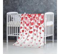 Imprimer des cœurs Rouges Qui Tombent,Couverture Douce et Chaude en Flanelle Anti-Boulochage 76 x 127 cm