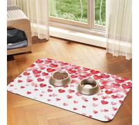 Imprimer des cœurs Rouges Qui Tombent,Tapis d'alimentation pour Animaux de Compagnie, Sets de Table en Cuir PU pour Chats et Chiens,30x45cm