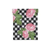 Imprimer des Roses sur Un Plaid Noir et Blanc, Sac de Rangement pour Femmes, Portefeuille supérieur à Presser, Petit Porte-Monnaie, Pochette de Changement