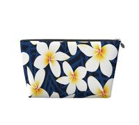 Imprimer Fleur de frangipanier Blanc Tropical Plumeria, Trousse de Toilette Trousse de Maquillage Sac à cosmétiques Trousse de Toilette de Voyage Portable