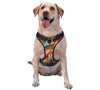 Imprimer Note de Musique en Bois coloré,Harnais pour Animaux de Compagnie, Harnais réfléchissant réglable pour Chien,XL