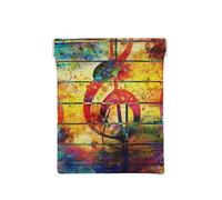 Imprimer Note De Musique en Bois Coloré, Sac de Rangement pour Femmes, Portefeuille supérieur à Presser, Petit Porte-Monnaie, Pochette de Changement