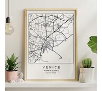 Imprimer Plan de la ville de Venise style nordique noir et blanc. affiche de format A3 papier imprimé No 250 gr. Peintures, estampes et affiches pour le salon et chambre à coucher