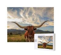 Imprimer Un Animal de Vache,Puzzle Familial en Bois de 500 pièces pour Adultes et Adolescents, décoration d'intérieur